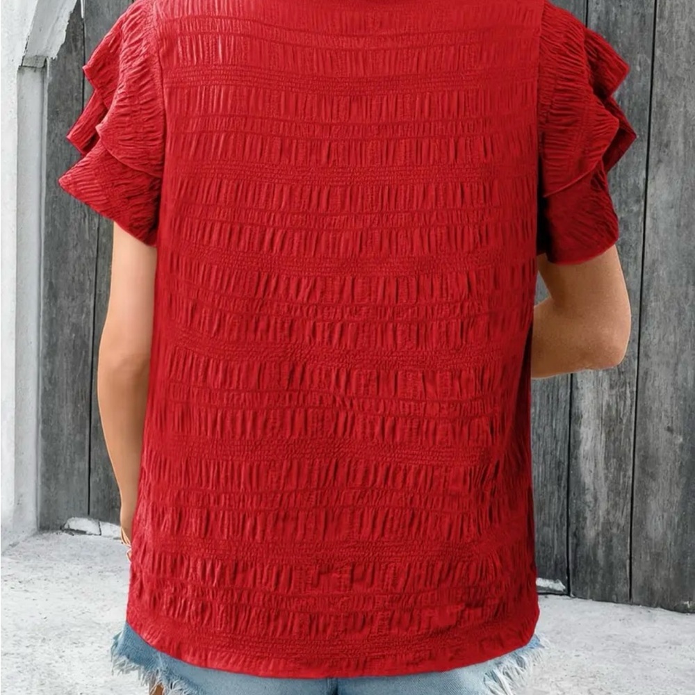 Multiple Flutter Sleeve Ruffled Blouse - Picture 3 of 13